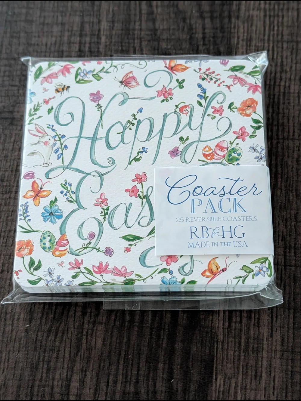 Happy Easter Floral Coaster Pack Set Of 25